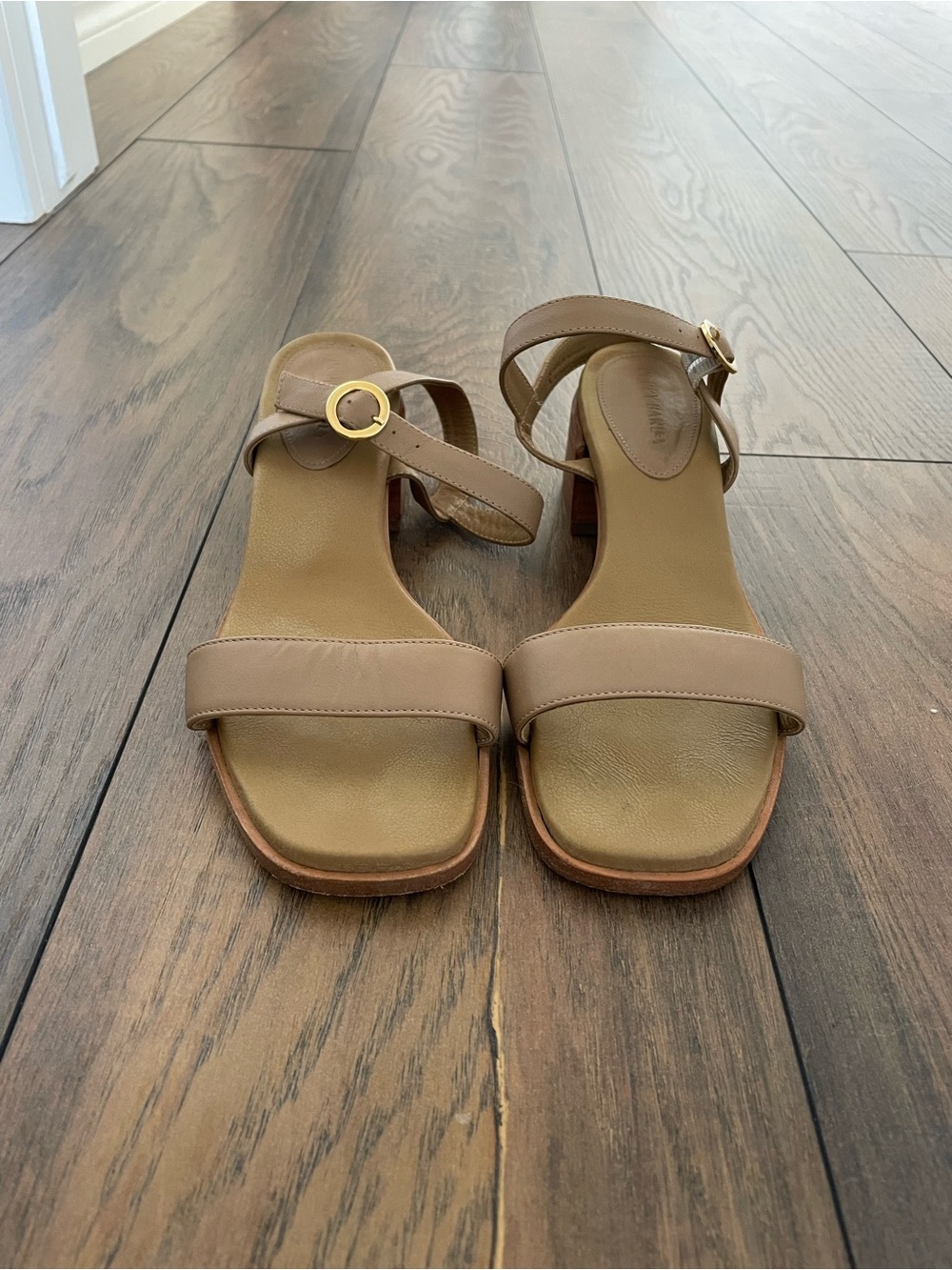 Poppy Barley Women’s Tan Leather Ankle-Strap Heeled Sandals